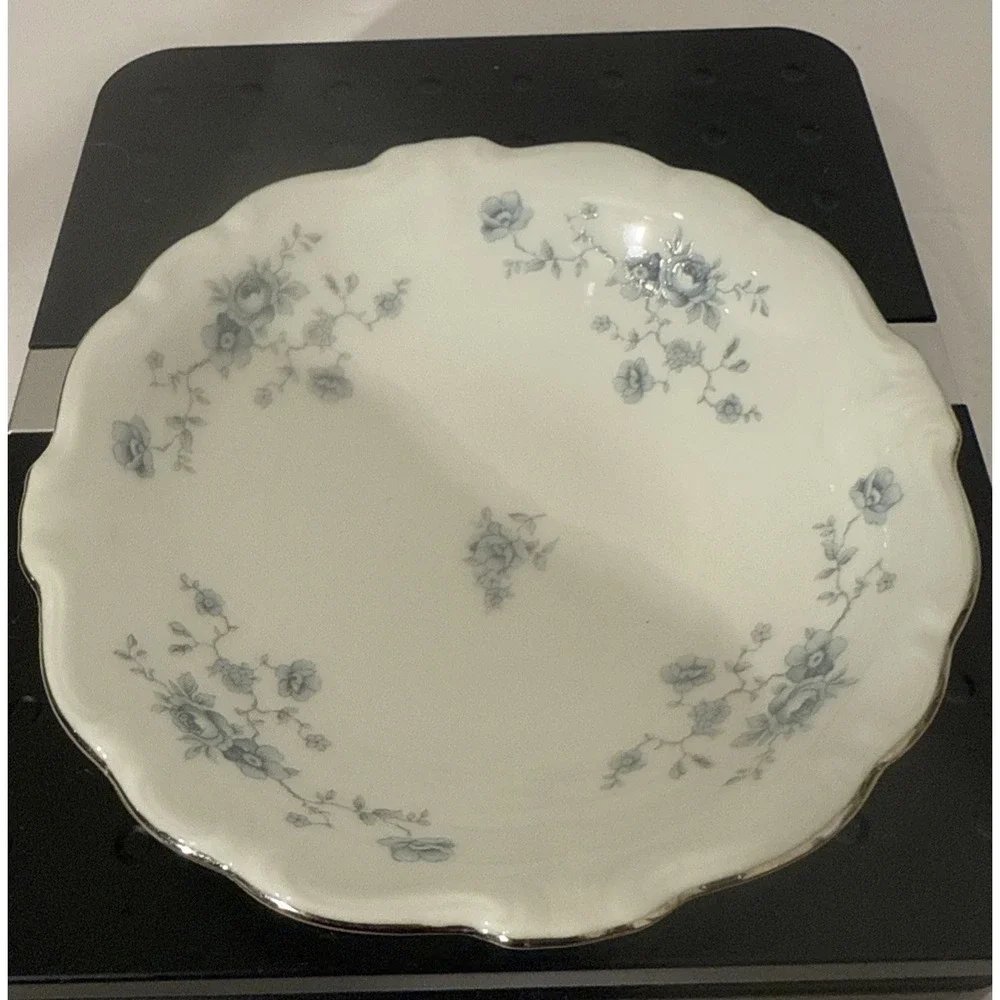 Johann Haviland‎ Blue Garland Flowers Scalloped Rim White Fruit / Dessert Bowl